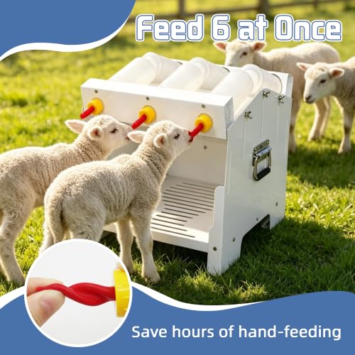6-Slot Lamb Feeding Station with 8 Bottles & 6 Nipples