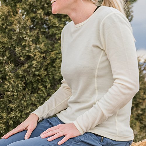 100% Merino Wool - Women's Midweight Base Layer - Long Sleeve Crew - color: 235 Midweight Black, size: Small