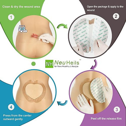 NeuHeils Sacrum Silicone Foam Dressing with Gentle Border 7”x7”, 5 Pack | Sacral Ulcers, Buttock Bedsores, Pressure Injury, Surgical Wound; High Absorbency, Pain-Free Removal, Waterproof & Cushioned - size: 7''x7'' (Pack of 5)