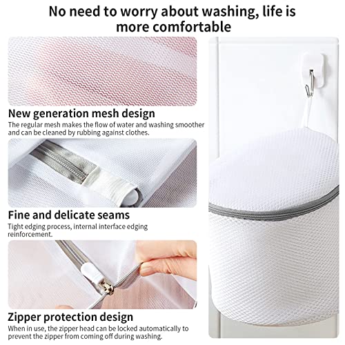 Mesh Bra Bags for Laundry(9 Pack) by MDSXO, White Lingerie Bags for Washing Delicates,Baby Laundry,Sock,Travel Storage[1XXL/2XL/3L/2M/2bra bags] - size: 9Pack(Family Size2)