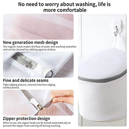 Mesh Bra Bags for Laundry(9 Pack) by MDSXO, White Lingerie Bags for Washing Delicates,Baby Laundry,Sock,Travel Storage[1XXL/2XL/3L/2M/2bra bags] - size: 9Pack(Family Size2)