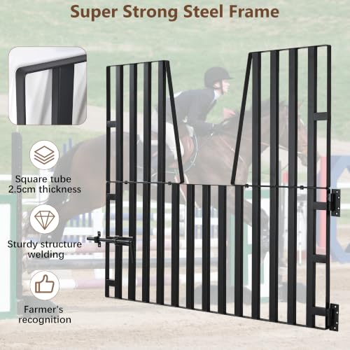 Horse Barn Door Gate 48" X 42" Metal Horse Stall Door Guards Yoke Design | Heavy Duty Horse Stall Gate for Horses, Farm, Home Barns Doorways Livestock Enclosures