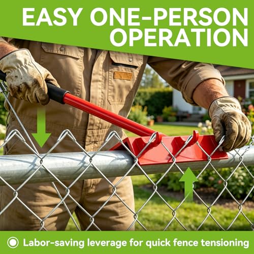 Heavy Duty Chain Link Fence Top Rail Stretcher Tool with 3 Hooks - color: Red