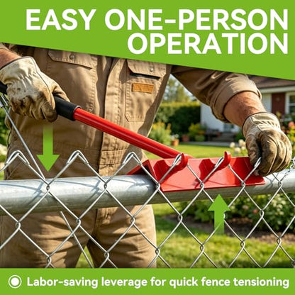 Heavy Duty Chain Link Fence Top Rail Stretcher Tool with 3 Hooks - color: Red