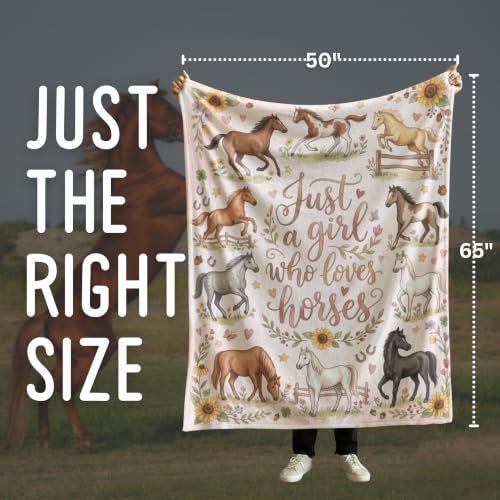 Horse Blanket, Throw Blanket for All Seasons, JUST A Girl WHO Loves Horses