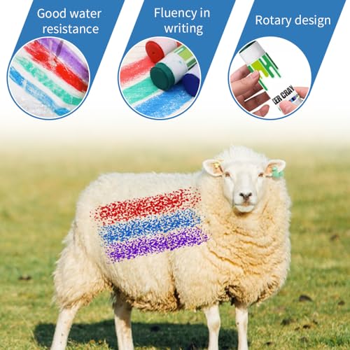 Livestock Marker 5 Pack Multi-Color Marking Stick for Pig Cattle Sheep Goat