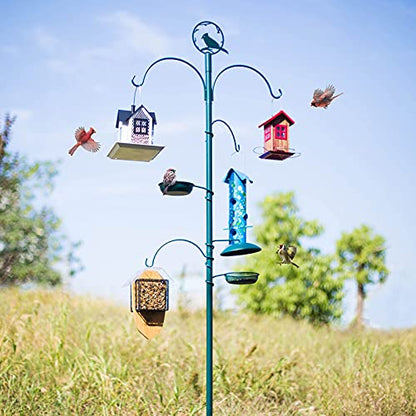 Kingsyard Metal Bird Feeders for Outdoors Hanging, Tube Bird Feeder - color: Blue