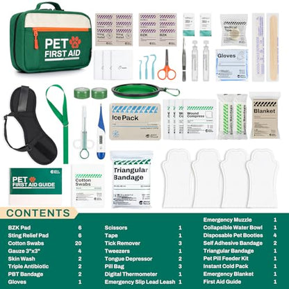 RHINO RESCUE Bundle - Pet First Aid Kit, Emergency Medical Supplies for Dogs & Cats, Safety Essentials Pack with Thermometer+Waterproof First Aid Kit, Lightweight Boat Dry Bag