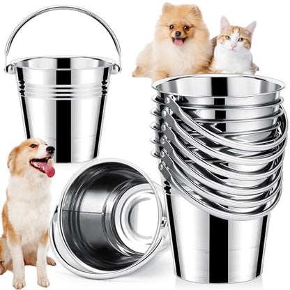 Hicarer 6 Pcs 4.2 Quart Stainless Steel Dog Water Bucket - size: 4.2 Quart