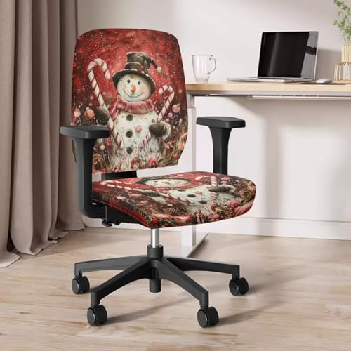 Christmas Snowman Candy Office Chair Covers Stretchable Office Chair Seat Cover 2 Piece Washable Gaming Chair Cover Universal Fit Most Wheelchairs Computer Chairs Gaming Chair - color: Christmas Snowman Candy
