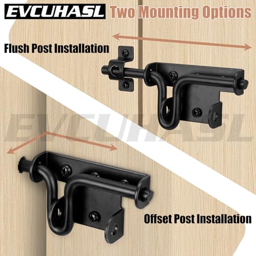 Slide Bolt Gate Latch with Padlock Hole, Heavy Duty Sliding Bolt Door Lock Hardware for Wooden Fence, Shed Gates, Barn Doors, Backyard Gate, Bolt Latch with Black Finish, 1 Pack