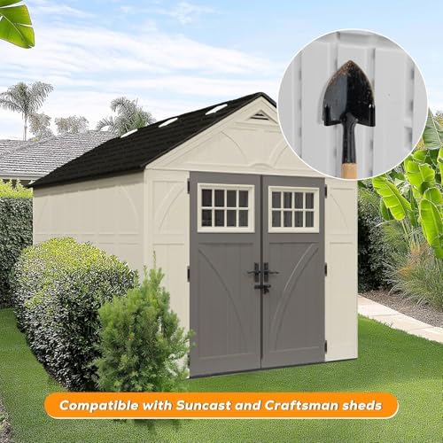 9 Pack Storage Shed Hooks Compatible with Suncast/Craftsman- J U V Shape | Heavy Duty ABS Plastic Wall Mount Storage Accessories for Garden Tools, Ladders & Gear Fits 0.55" Threaded