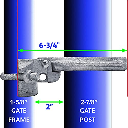 1-5/8" x 2-7/8" (3") Chain Link Fence Gate Fork Latch - Commercial Heavy Duty - MALLEABLE - Galvanized Gate Latch with Hole for Padlock - size: 1-5/8" x 2-7/8" (3")