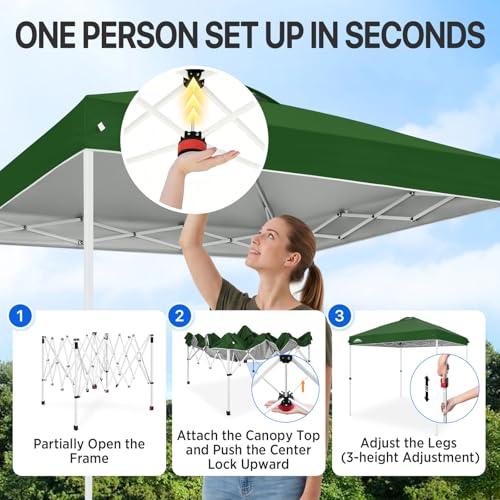 EAGLE PEAK 8x8 Pop Up Canopy Tent Easy Up Canopy Outdoor, Green - color: Green, size: 8x8