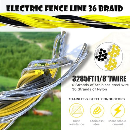 BESTEEL Electric Fence Poly Wire Electric Fencing Polywires 3285 Feet 1000M - size: 3285 Feet