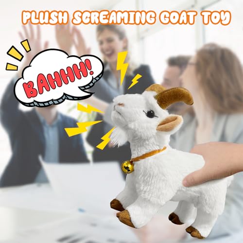 WYZOID Screaming Goat Toy, Screaming Goat Plush Toy, Makes Fun Screaming Goat Sounds, Features Goat Bell, Fun Gifts for Friends and Co-Workers