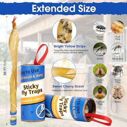 24 Pack Fly Strips Indoor Hanging Fruit Fly Trap Outdoor Sticky - size: 24 pack