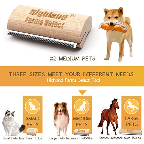 Professional Deshedding Grooming Tool for Dogs & Cats,Wood Pets Groomer 5In - color: L