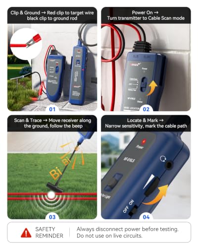 NOYAFA Underground Wire Locator,Wire Tracker with T-Shaped Probe - color: Black