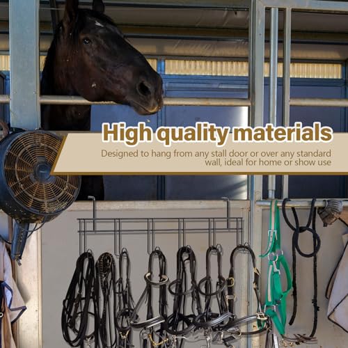 Yaocom 6 Hook 2 Pcs Bridle Hooks Tack Room Metal Wall Hangers Rack, Black - style: 6 Hook