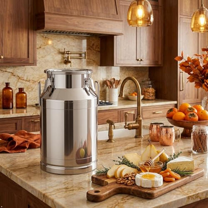 10.5 Gallon Stainless Steel Milk Can 40L Milk Jug | Food-grade Stainless Steel Container, Milk Bucket, Water Jug, Silicone Sealed Lid, Heavy Duty - size: 40 L/10.5 Gallon