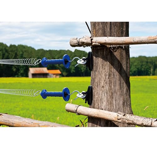 2 Pack Electric Fence Gate Kit, with Spring Gate Handle, 2 Anchor Insulators and 23 Feet Tension Big Spring，for Electric Fence Gate Livestock Fence Agricultural Fencing and Pasture - style: PK2 Spring Gate Kit