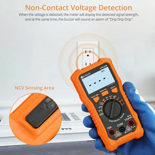 Neoteck Professional Electrical Testing Kit: 6000Cpunts Digital Multimeter & Voltage Detector Pen with Receptacle Tester, Auto Range, NCV, AC/DC Voltage, Current, Circuit Testing, Continuity