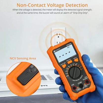 Neoteck Professional Electrical Testing Kit: 6000Cpunts Digital Multimeter & Voltage Detector Pen with Receptacle Tester, Auto Range, NCV, AC/DC Voltage, Current, Circuit Testing, Continuity