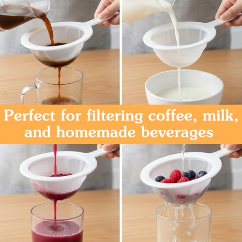 2PCS Extra Fine Mesh Strainer 120 Mesh Nylon Ultra Fine Mesh Strainer with Handle for Filtering Yogurt Juice Coffee Milk Honey Matcha Kitchen