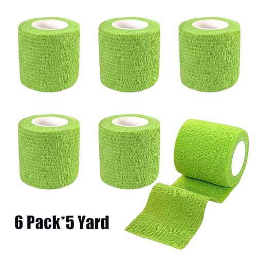 2 Inches Self Adhesive Bandage Wrap Bulk, 6 Pack, Grass Green - color: Grass Green