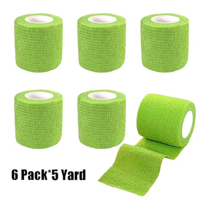 2 Inches Self Adhesive Bandage Wrap Bulk, 6 Pack, Grass Green - color: Grass Green