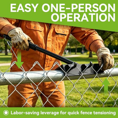 Heavy Duty Chain Link Fence Top Rail Stretcher Tool with 3 Hooks - color: Black