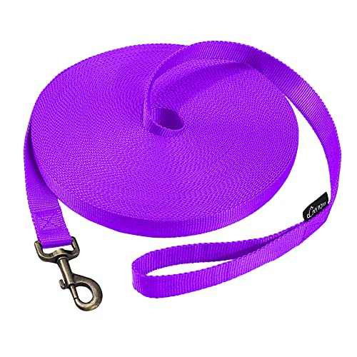 HIKISS Long Dog Leash Obedience Recall Training Agility Lead with Thickening Material for Large Dog - 15ft 20ft 30ft 50ft 100ft Training Leash(Purple 15ft) - color: T8:Large Dog Thicken purple, size: 15 Feet