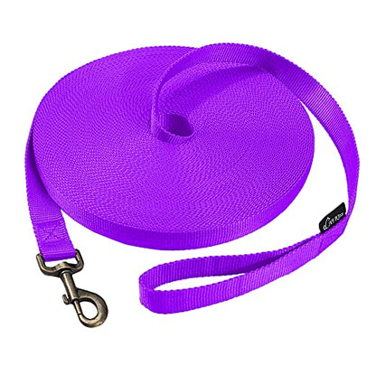 HIKISS Long Dog Leash Obedience Recall Training Agility Lead with Thickening Material for Large Dog - 15ft 20ft 30ft 50ft 100ft Training Leash(Purple 15ft) - color: T8:Large Dog Thicken purple, size: 15 Feet