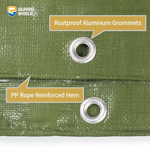 GUARD SHIELD Heavy Duty Tarp 6x8 Feet Green Multi Purpose Thick Waterproof Poly Tarp Cover 10mil - color: Green, size: 6x8