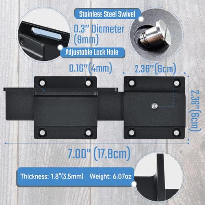 7" Outdoor Gate Latch Lock for Wooden Fence with Padlock Hole