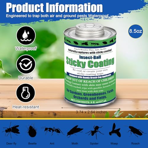 Sticky Coating Insect Trap, 8 Oz with Brush,Deer Fly Trap Kit | 12 Blue Plastic Cups, DIY Adhesive for Deer Flies Thrips Aphids, Reusable Barrier for Gardens Greenhouses Orchards - color: Blue Cup