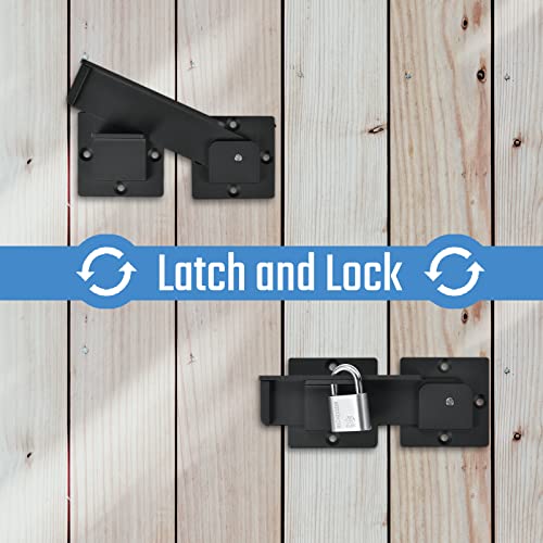7.5" Flip Gate Latch Lock for Wooden Fence with Padlock Holes | 4mm Heavy Duty Aluminum Alloy Door Latch for Outdoor Swing Sliding Gate, Double Gate, Barn Shed Garage Yard