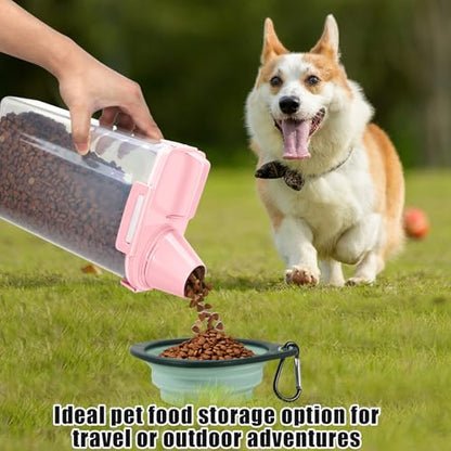 2 Pack 3 Lbs Pet Dog Cat Food Bird Seed Storage Containers for Travel -Pink - color: Pink-3L 2Pack