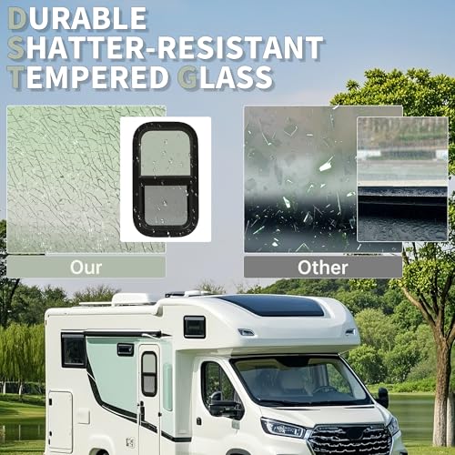 HECASA Vertical RV Window 12" W x 22" H, Replacement Cargo Trailer Windows - size: 12" W x 22" H
