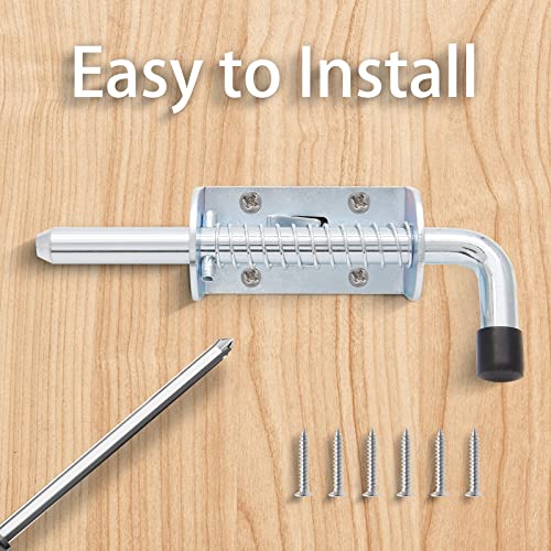 5 Inch Spring Loaded Gate Latch Pin, 2pcs Barrel Bolt Spring Latch | Chrome, Heavy Duty, Steel Door Lock Latch, for Cabinet, Shed, Trailer, Equipment - color: Chrome
