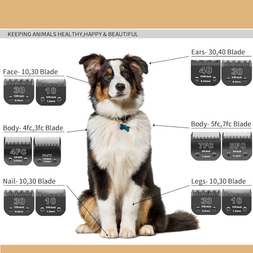Detachable Stainless Steel Pet Blades Compatible with Andis & Oster A5 Grooming - color: Black, size: 7 PACK(1.5-13mm）