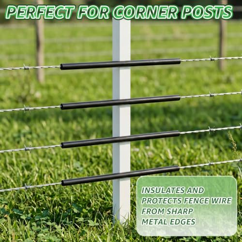 50 PCS Electric Fence Insulator Tubing, Fits 12-1/2 Gauge Wire, Cut-to-Size PE Insulation Tube for Corner Post and Fence End, Simple to Install