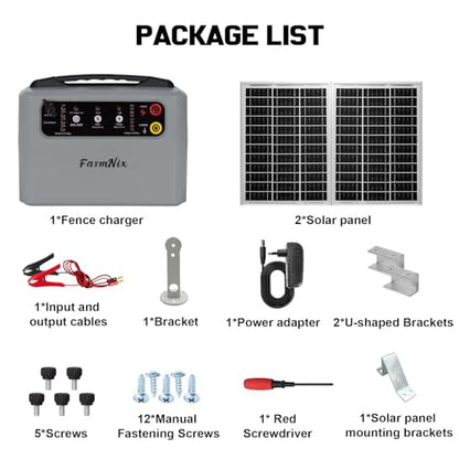 6-12KV Adjustable Output 30 Miles 1.5J Solar Electric Fence Charger - color: Gray