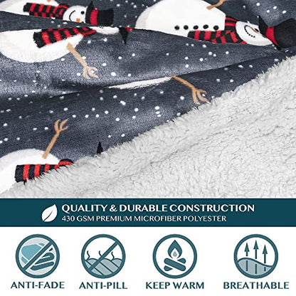 PAVILIA Sherpa Wearable Blanket with Sleeves for Adults Women Men, Soft Warm Full Body Wrap Fleece Throw, Pocket, Cozy Pullover Robe Blanket with Arm, Gifts for Christmas Mom Wife, Snowman - color: Snowman Gray