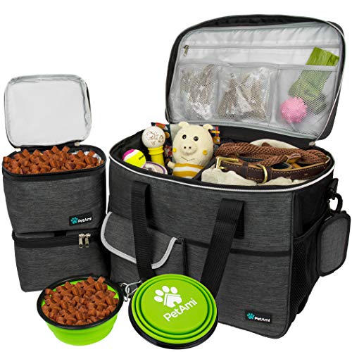 PetAmi Dog Travel Bag Organizer, Pet Supplies Diaper Tote, Dark Gray Large - color: Charcoal, size: Large - 15.5"L x 9.5"W x 14.0"H