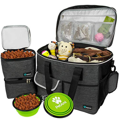 PetAmi Dog Travel Bag Organizer, Pet Supplies Diaper Tote, Dark Gray Large - color: Charcoal, size: Large - 15.5"L x 9.5"W x 14.0"H