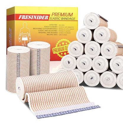 FRESINIDER Premium Elastic Bandage Wrap 4 Inch, 18 Pack, Hook and Loop - color: 18 Pack X 4 Inches