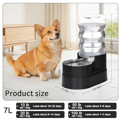 RIZZARI 7L Raised Dog Water Dispenser: Stable Base Design - color: Classic Black, size: 7L