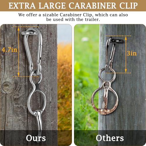 Horse Tie Ring (2 PCS) - Stainless Steel Tie Ring - Strong Magnets - Extra Large Carabiner Clip - Horse Tack and Supplies, Horse Training Equipment, Safe Horse Accessories